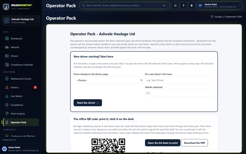The Operator Pack: handbook, policies and inductions